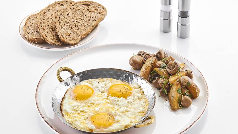 Eggs Sunny Side Up With Goat Cheese